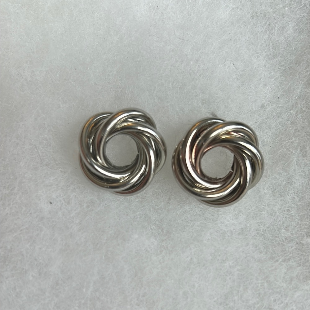 Sculptural Silver Swirl Earrings